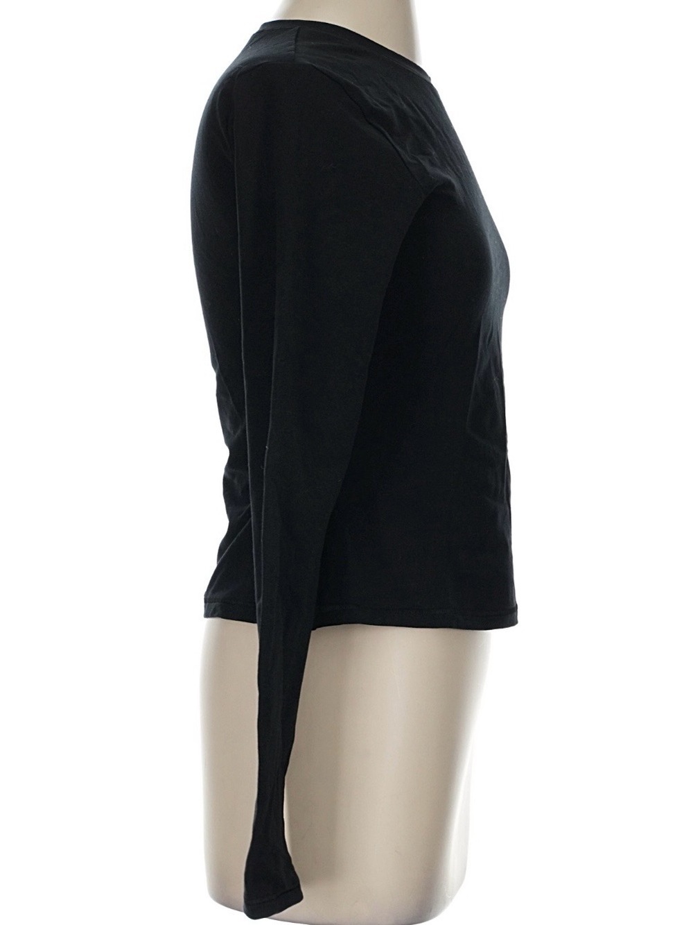 NWT Quince Organic Cotton Stretch Long Sleeve Tee Black Size Small - Picture 7 of 9